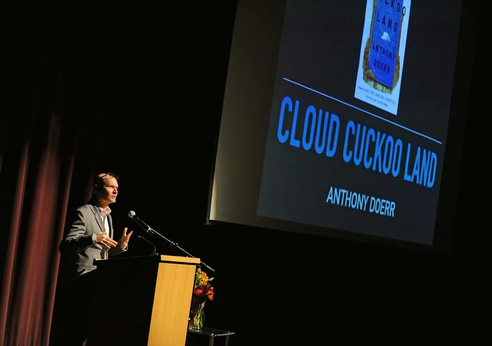 Anthony Doerr presenting at Pen Pals event