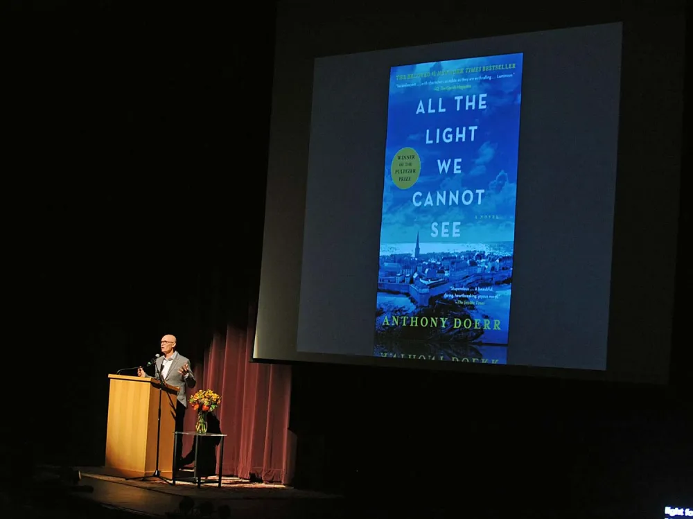 Anthony Doerr presenting at Pen Pals event