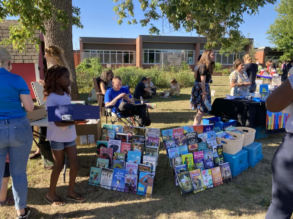 Giveaway book display at Summer Learning Festival