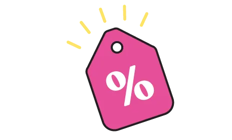 Discount tag icon with yellow rays