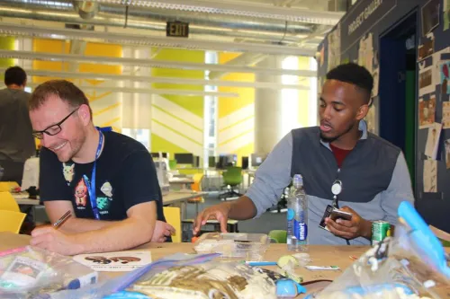 Teens work on a project at the Teen Tech Center