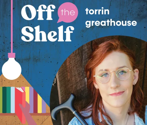 torrin greathouse portrait featured on Off the Shelf brand background