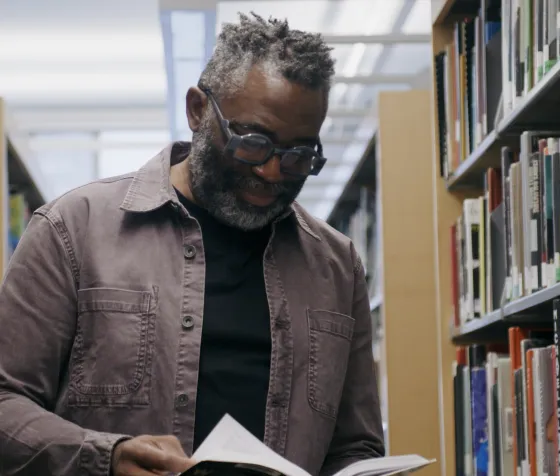 Mohammed Lawal reading a book