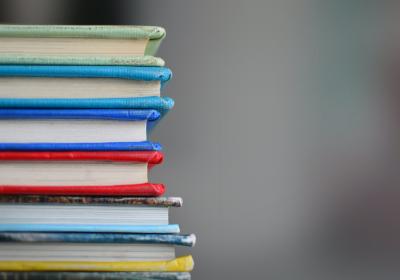 stack of books.