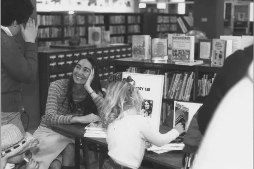 Author Betsy Lee at a Book Week event, 1981