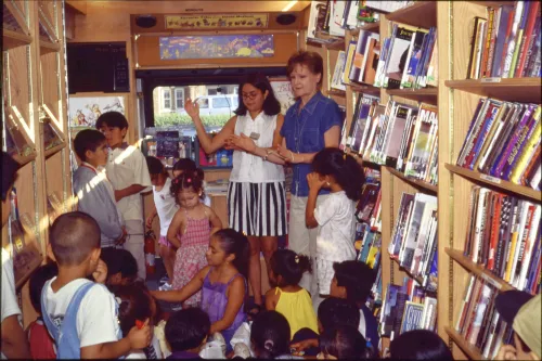 Bilingual storytime on the Readmobile, circa 2000